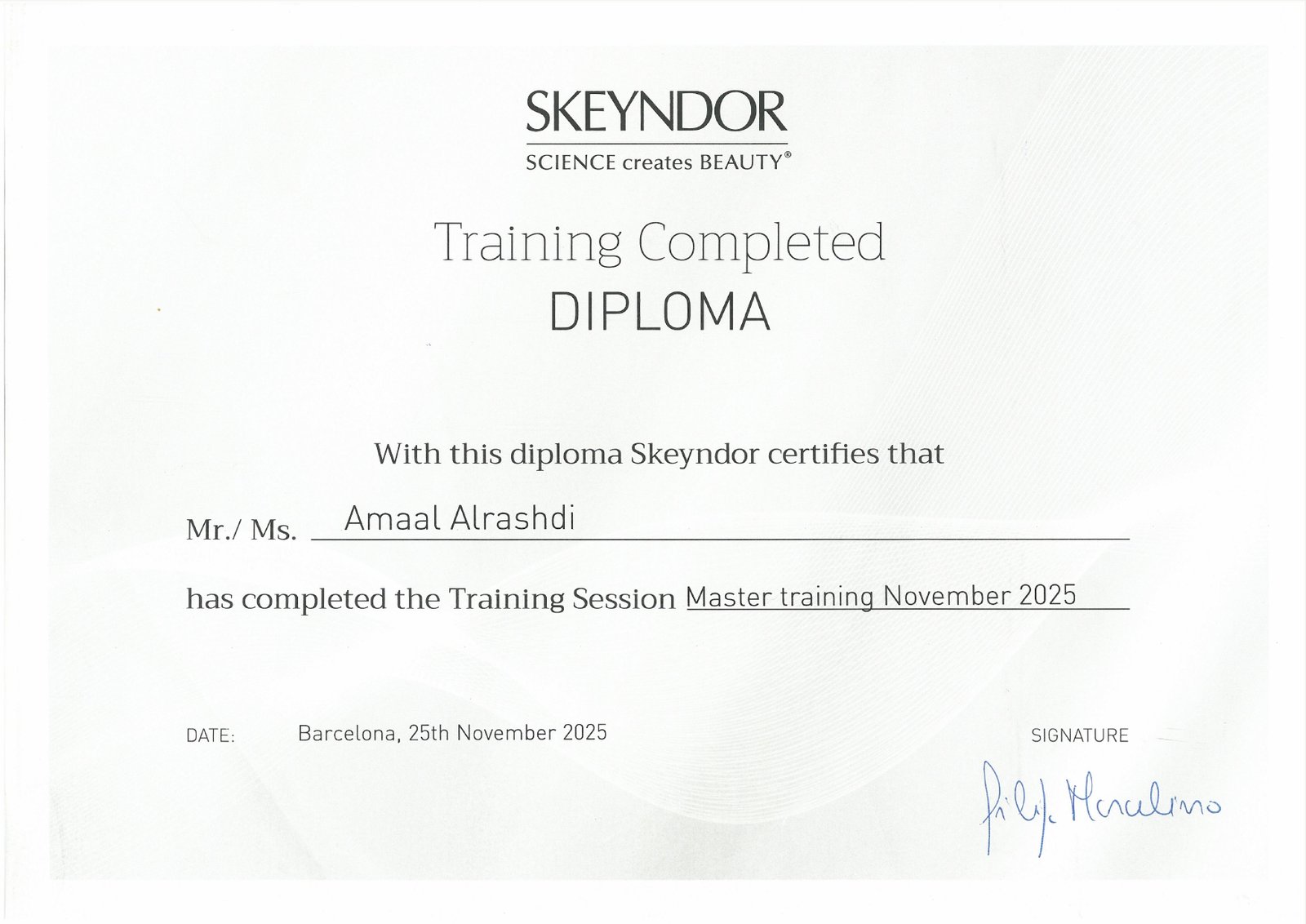 Diploma from SKYNDOR
